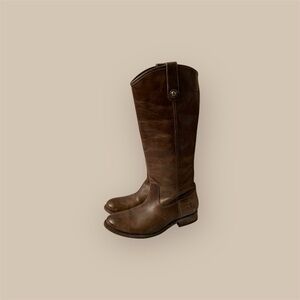 Frye Melissa button Dark Brown Leather Riding Boots